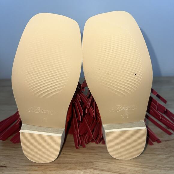 A Bear Co Girls Size 11 Red Fringe Leather Western Cowgirl Boots NEW - Picture 9 of 11